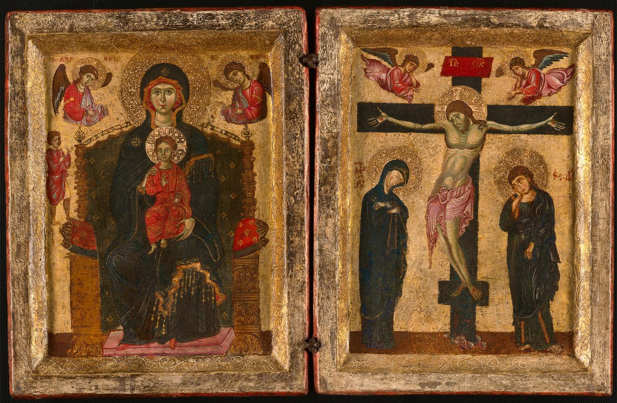 Dittico della Vergine in trono e del Bambino e della Crocifissione da Unknown artist