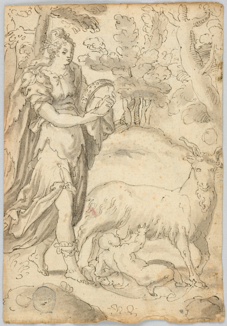 Disegno: A) Rea e il giovane Giove. B) San Francesco d