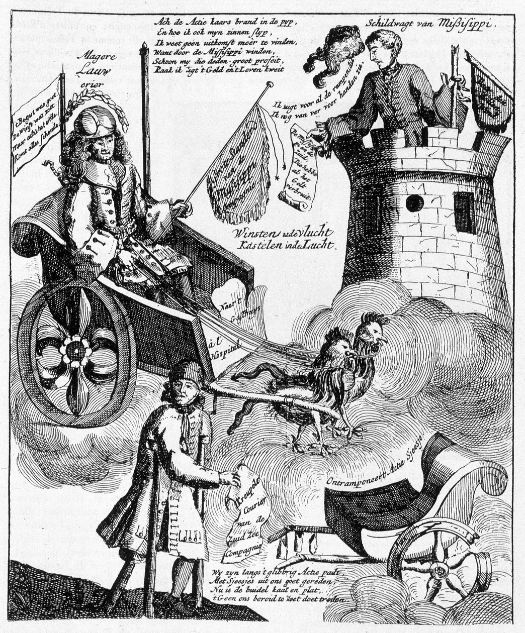 Stampa satirica olandese contro John Law (1671-1729), sul caso Mississippi da Unknown artist