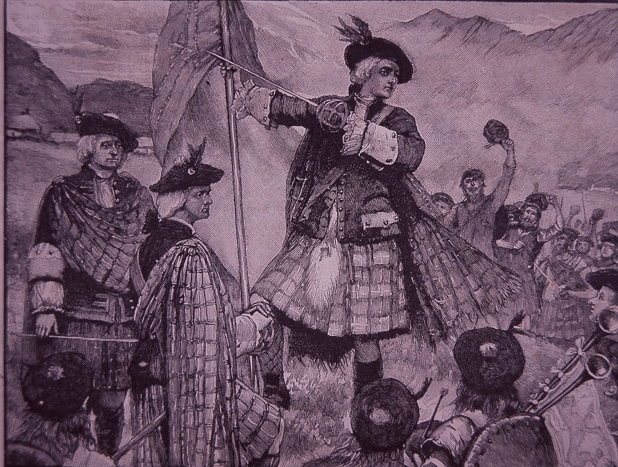Il conte di Mar alza lo stendardo giacobita nel 1715 (incisione) da Unknown artist