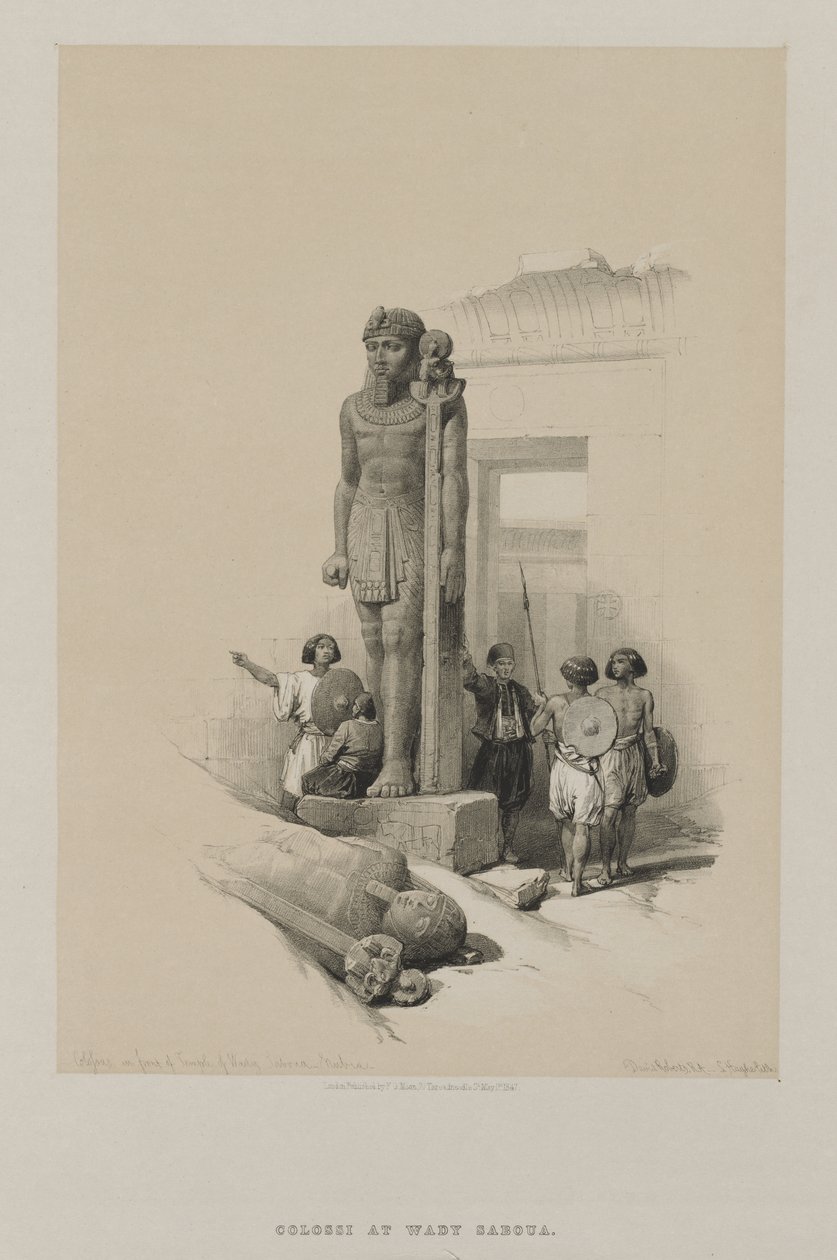 Egitto e Nubia, Volume II: Colosso davanti al Tempio di Wady Saboua, Nubia da Unknown artist