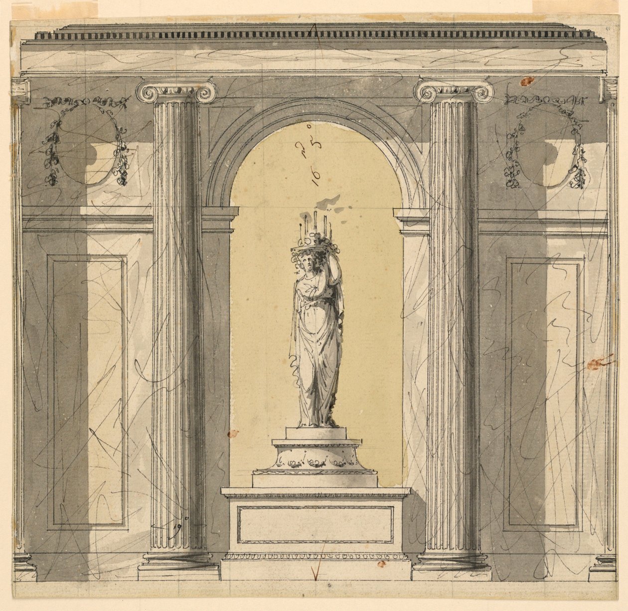 Elevazione di una parete di un vestibolo da Unknown artist