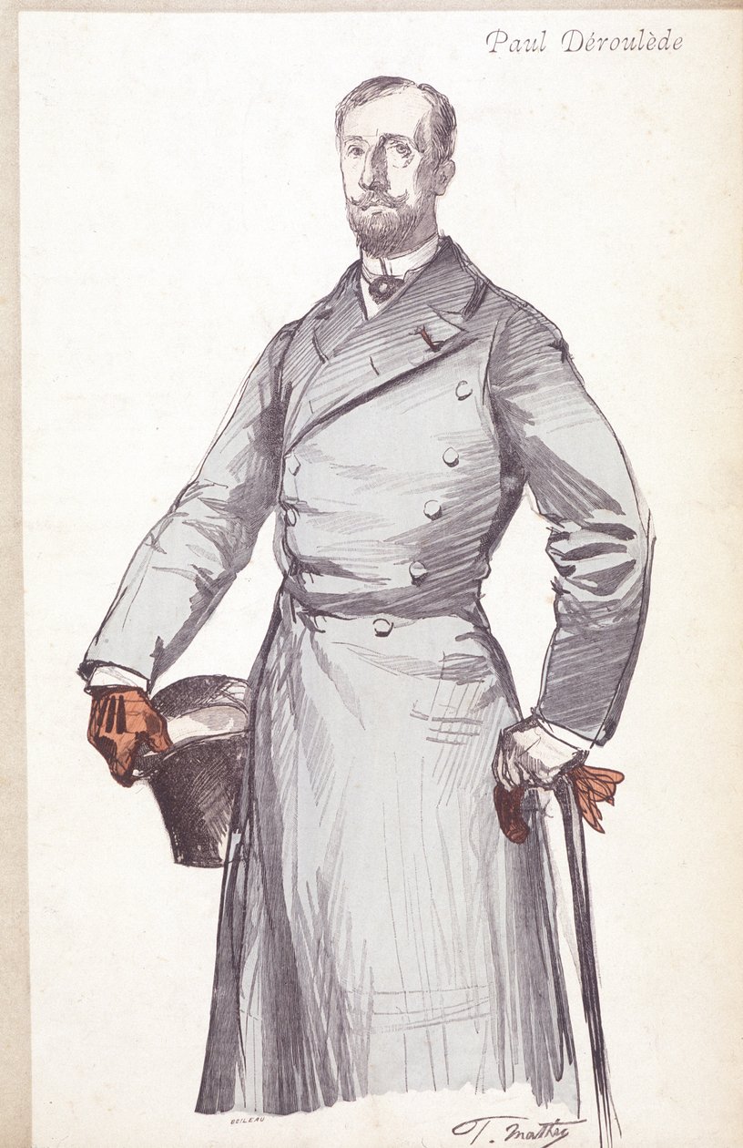 Incisione di Paul Deroulede (1846-1914), scrittore e politico francese fondatore del Boulangismo, che fondò la Lega dei Patrioti. da Unknown artist