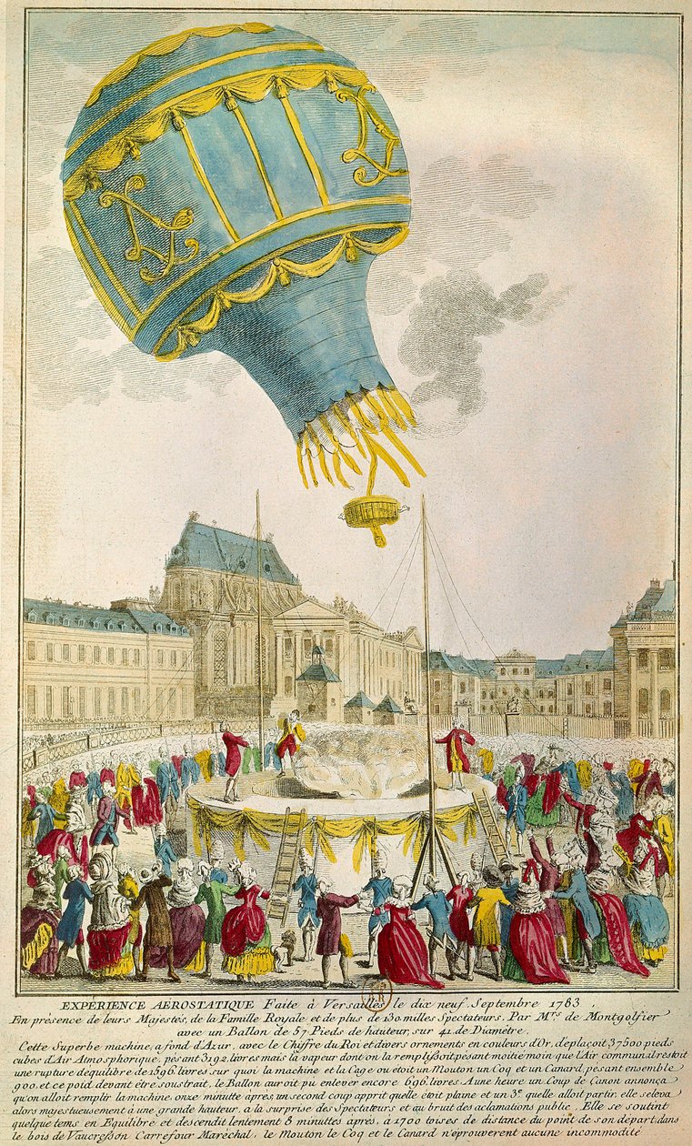 Esperimento dei fratelli Montgolfier il 19/09/1783 a Versailles da Unknown artist