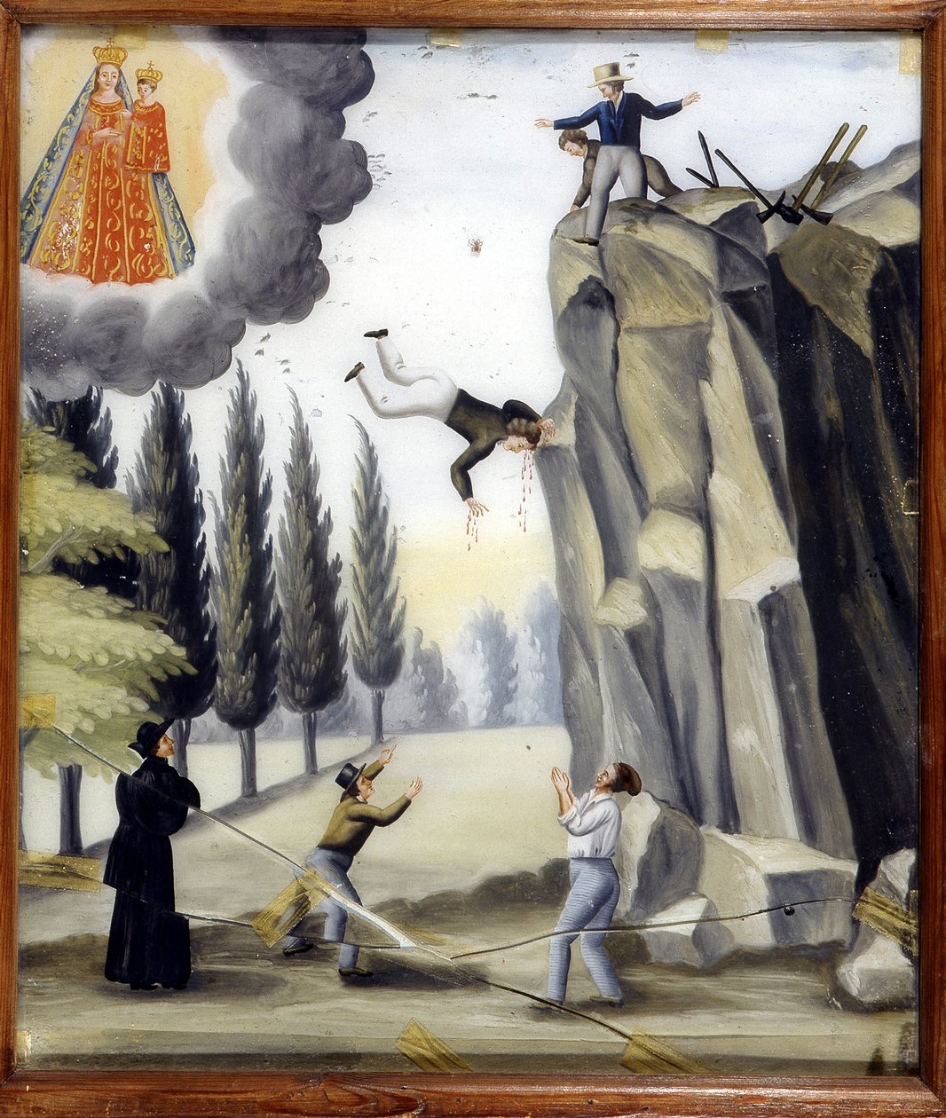 Caduta di una roccia - ex-voto di Notre Dame de Laghet da Unknown artist