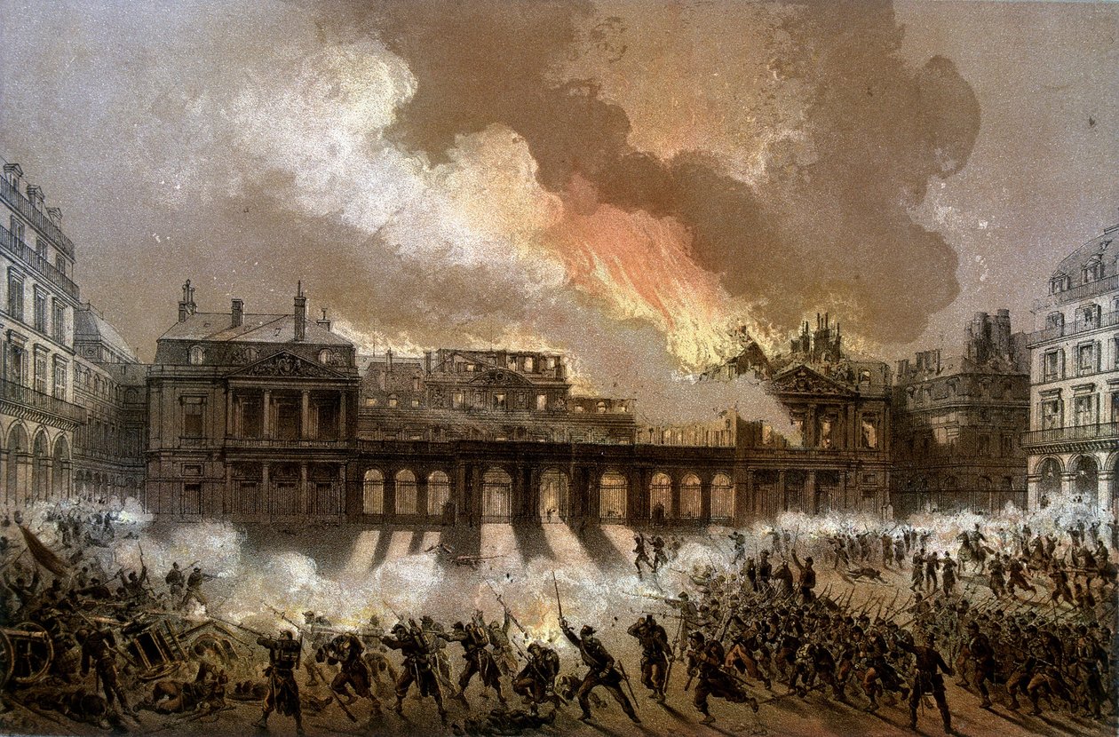 Incendio del Palazzo Reale il 24 maggio 1871 - litografia, fine XIX secolo da Unknown artist