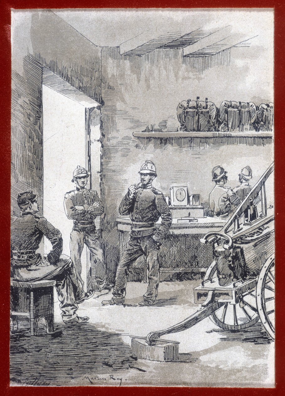 Vigili del fuoco in una caserma: postazione cittadina da Unknown artist
