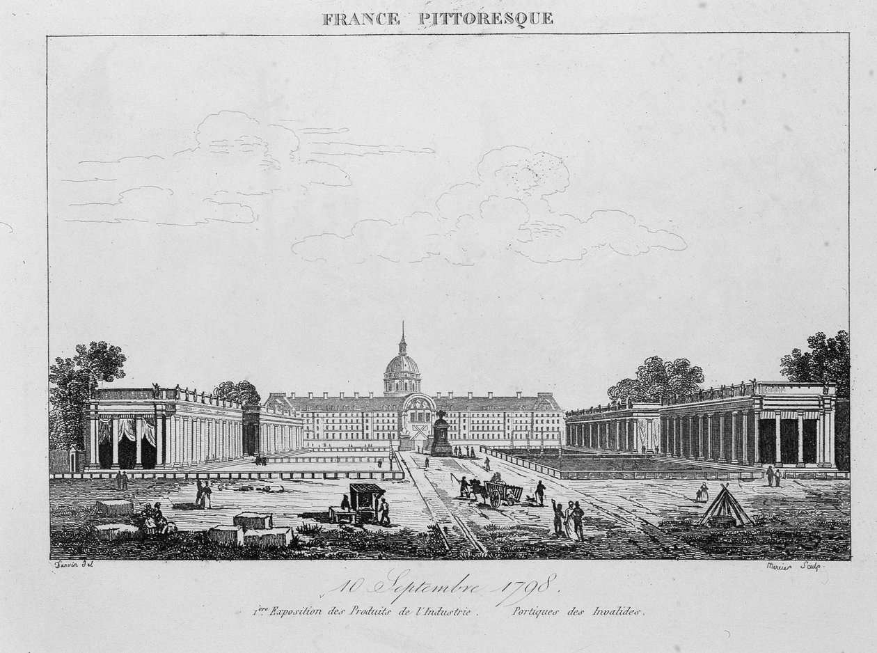 Prima esposizione di prodotti industriali: Portico degli Invalides, 10 settembre da Unknown artist