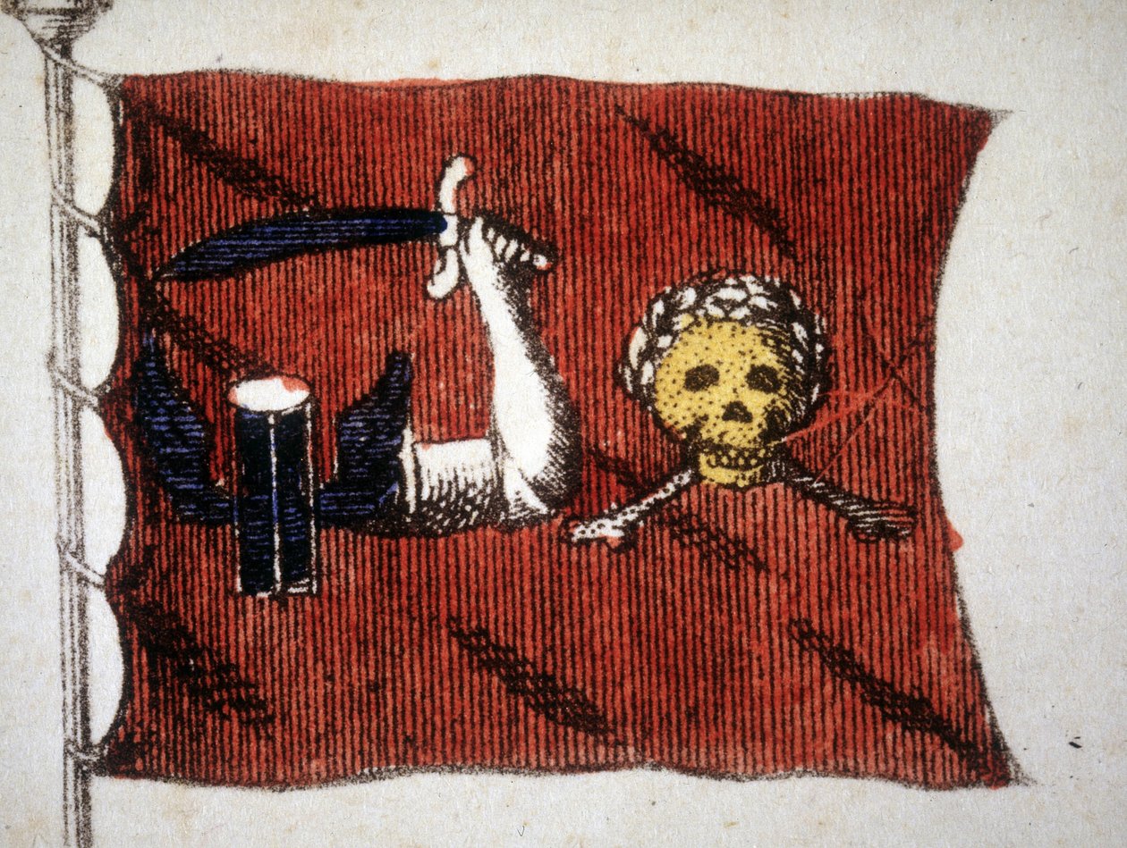 Bandiera dei pirati barbari, incisione fine XVIII secolo da Unknown artist