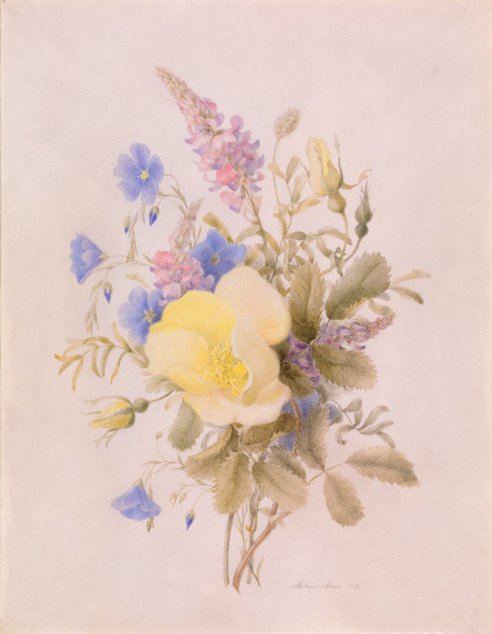 Fiori con rosa gialla da Unknown artist