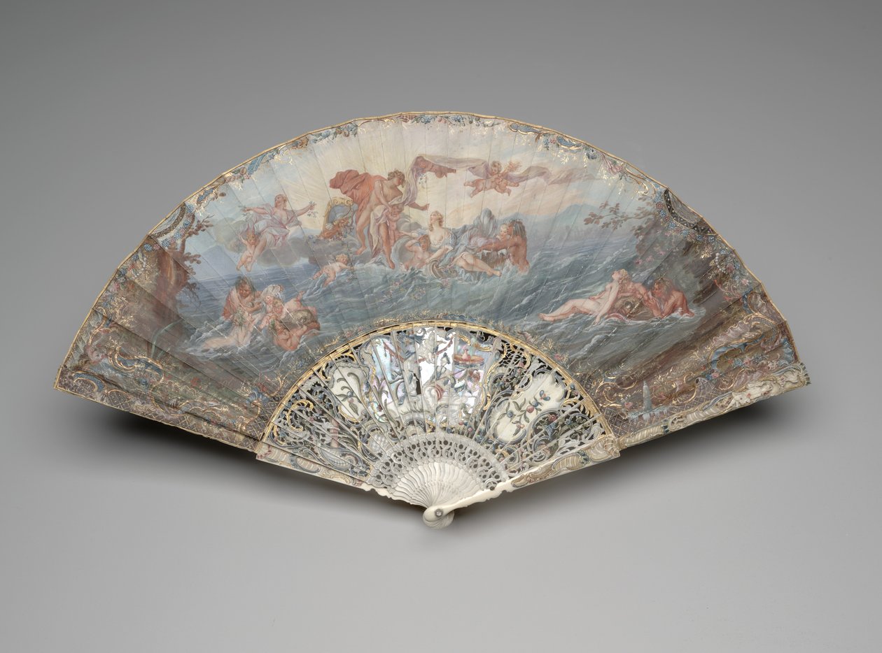 Ventaglio pieghevole con "Il tramonto del sole," dopo François Boucher, dopo 1753 da Unknown artist