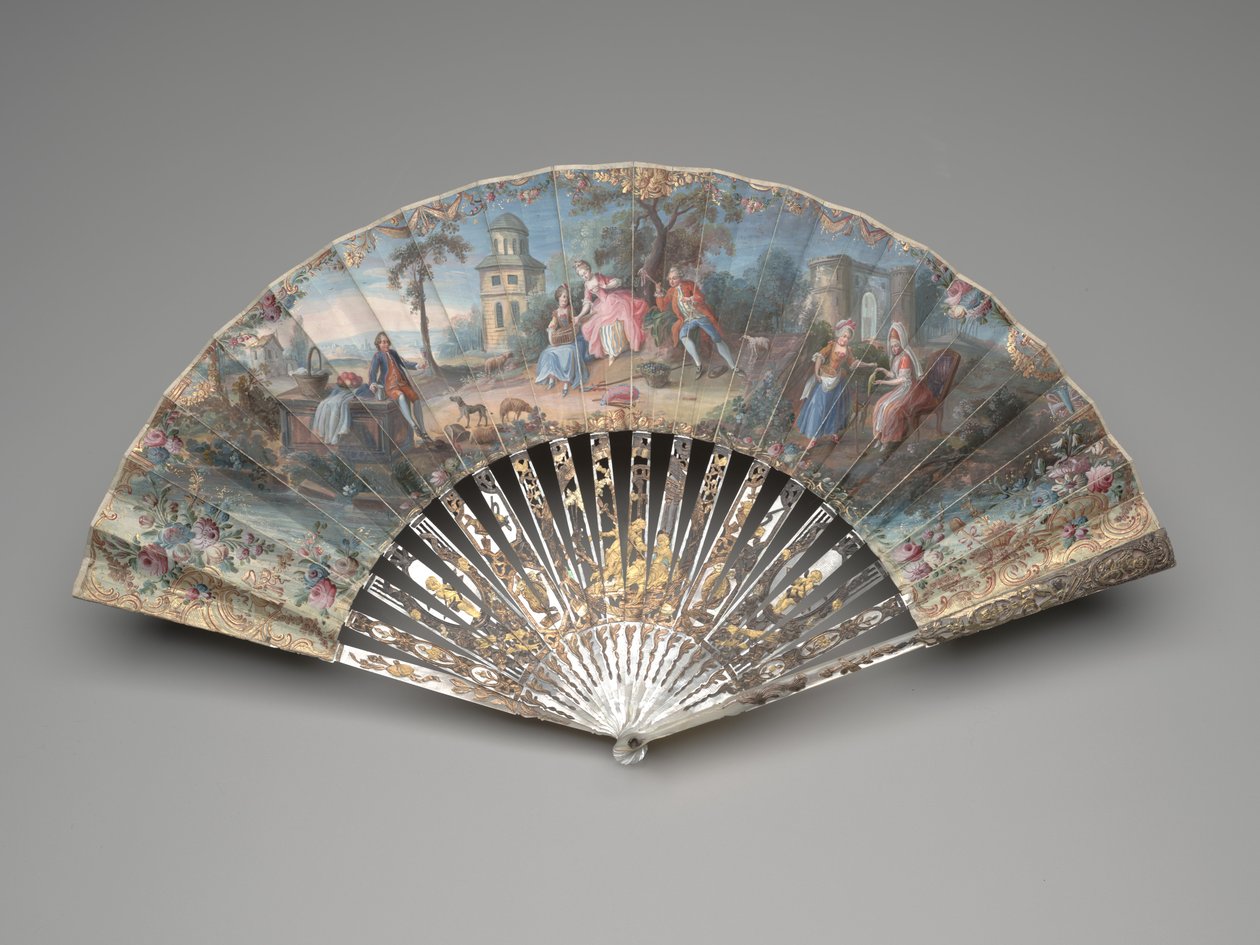 Ventaglio pieghevole con scena pastorale da Unknown artist