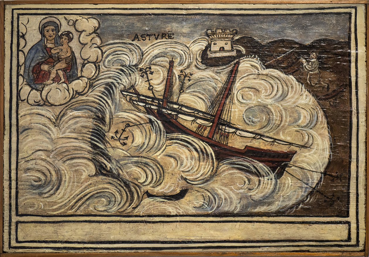 Ex voto marinaio, offerta popolare come pegno di devozione e gratitudine del marinaio sopravvissuto ai pericoli del mare proveniente dalla Chiesa del Carmine, Torre del Greco, vicino a Napoli XIX secolo Italia da Unknown artist
