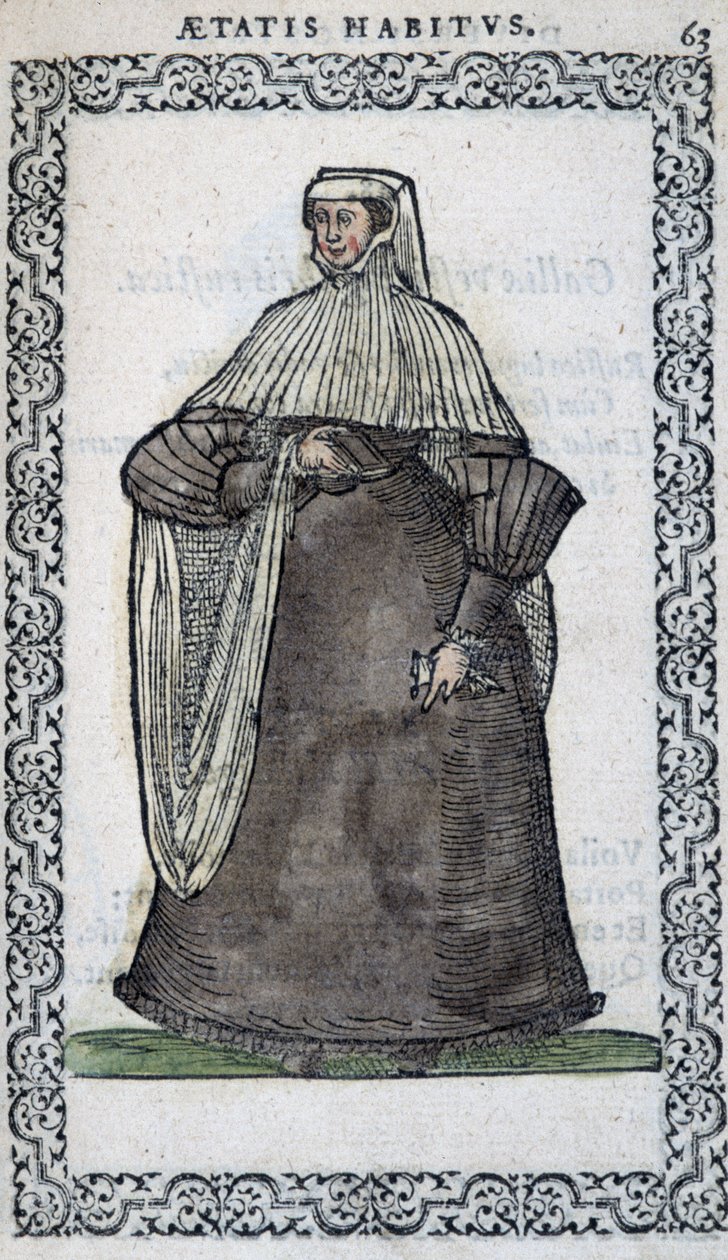 Donna francese in abito da lutto - in "Habits et effigies" di Jean Sulperius da Unknown artist
