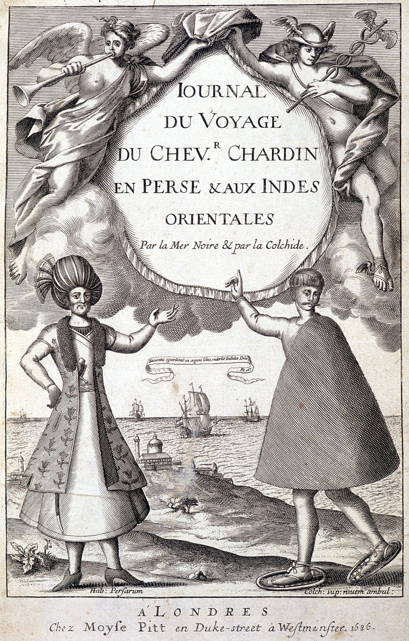 Frontespizio di "Diario del Viaggio del Cavaliere Chardin, Persia e Indie Orientali, dal Mar Nero e la Colchide" da Unknown artist