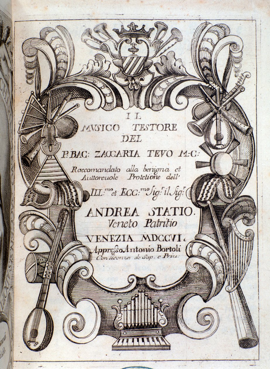 Frontespizio di Il musico testore di Zaccaria Tevo da Unknown artist