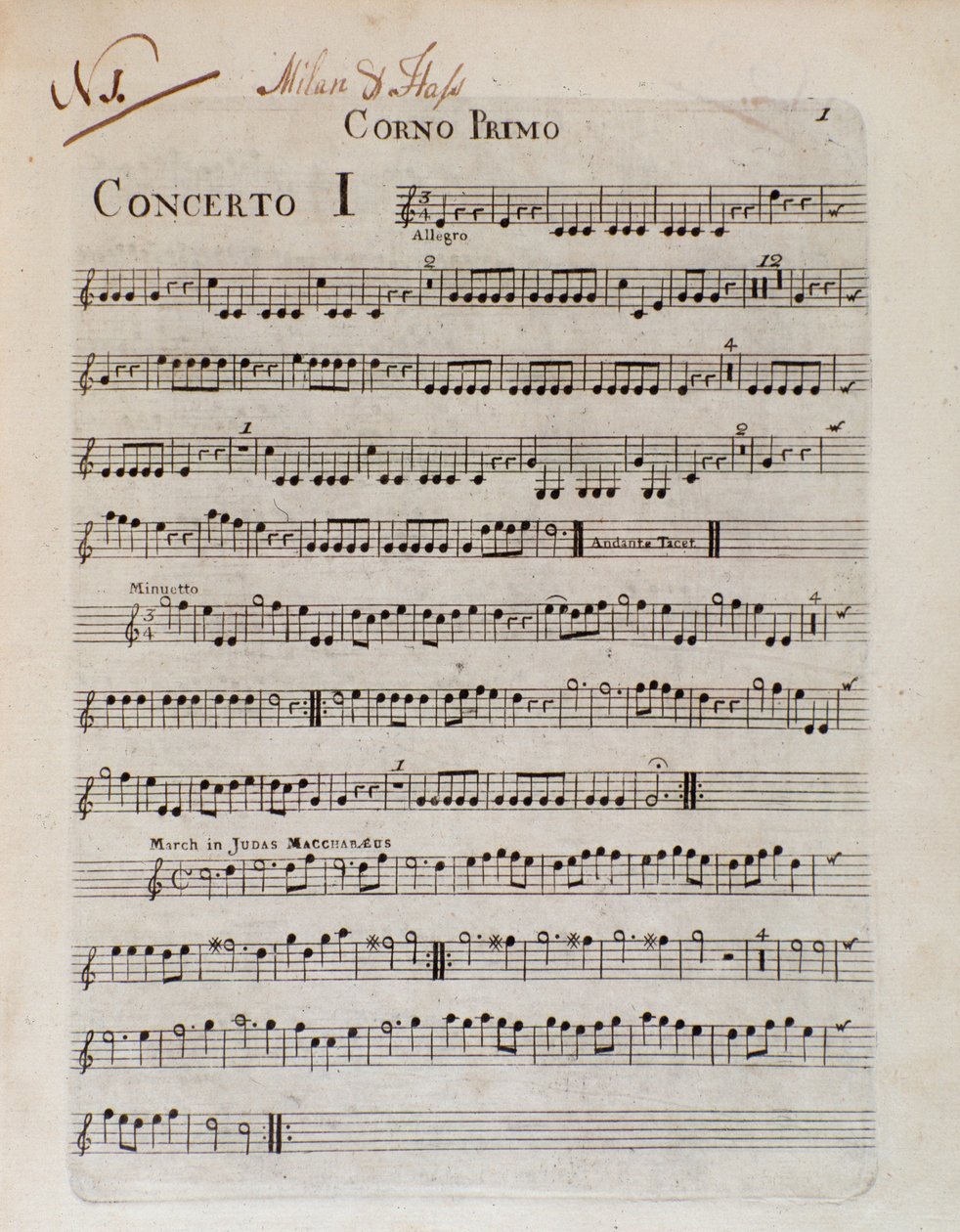 Frontespizio della partitura musicale di Sei concerti in 8 parti di G B Sammartini e J A Hasse da Unknown artist