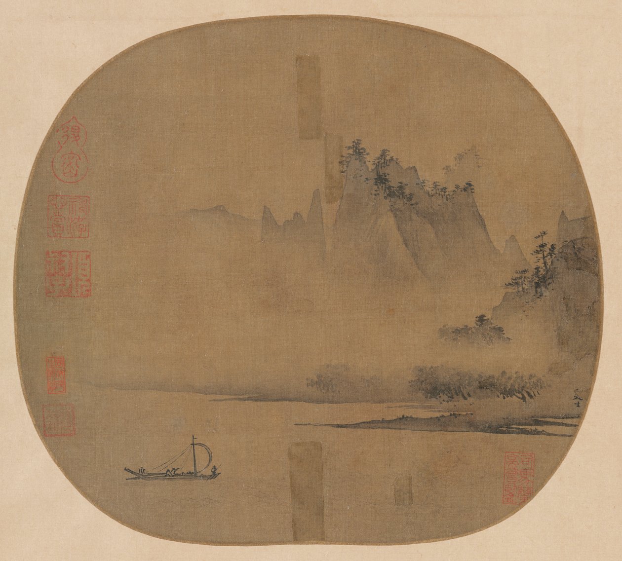 Vela piena sul fiume nebbioso da Unknown artist