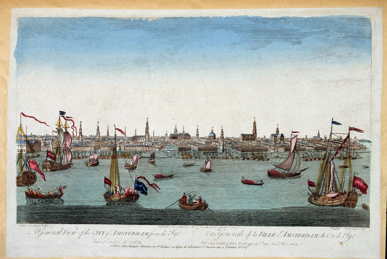 Veduta generale di Amsterdam presa dal mare XVIII secolo (incisione) da Unknown artist