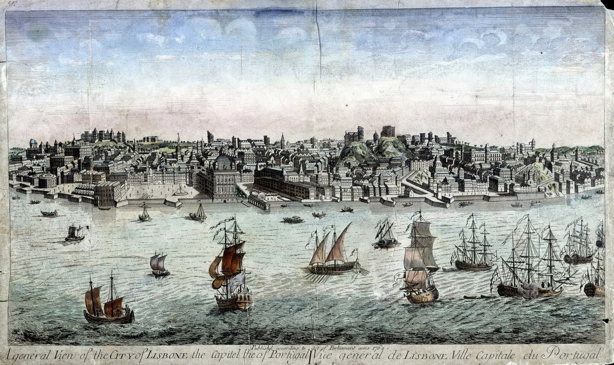 Veduta generale di Lisbona, Capitale del Portogallo - incisione da Unknown artist