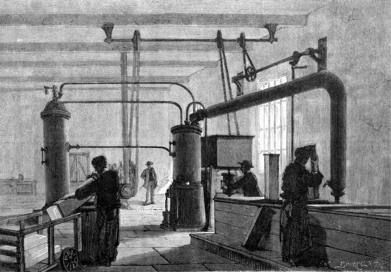 Veduta generale della fabbrica di ghiaccio (processo di Piazza Ferdinando). da Unknown artist