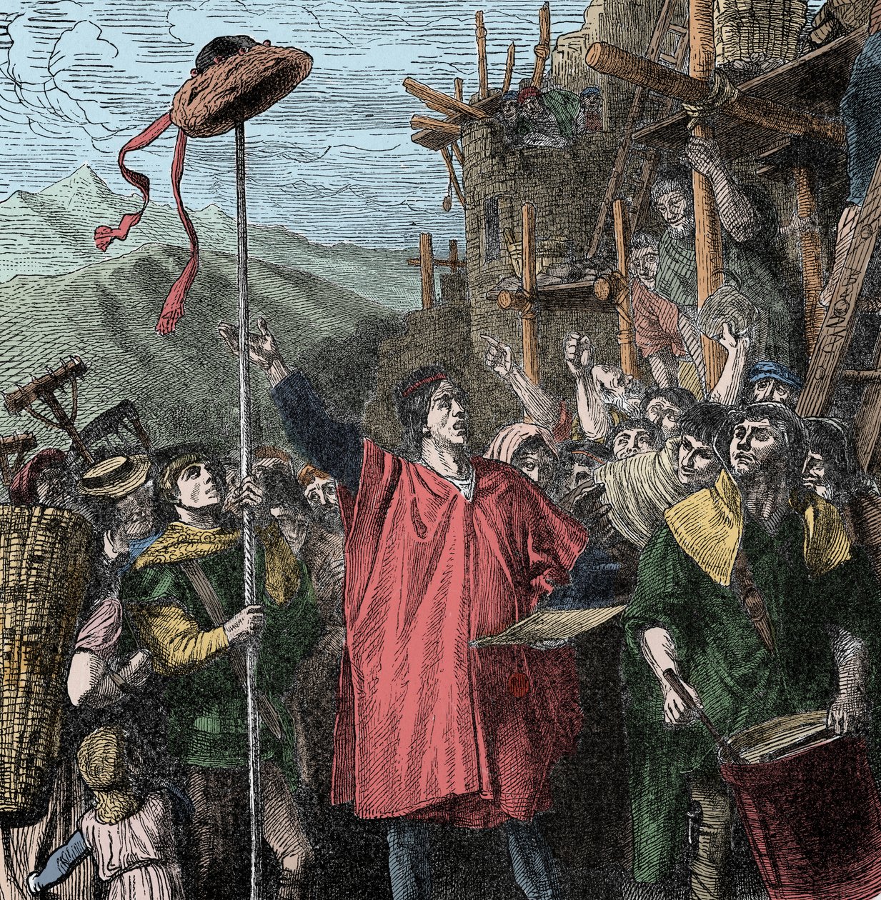 Il cappello di Gesler - Il balivo Hermann Gessler erige un palo ad Altdorf e vi appende il suo cappello, costringendo gli abitanti a inchinarsi davanti. Guglielmo Tell da Unknown artist