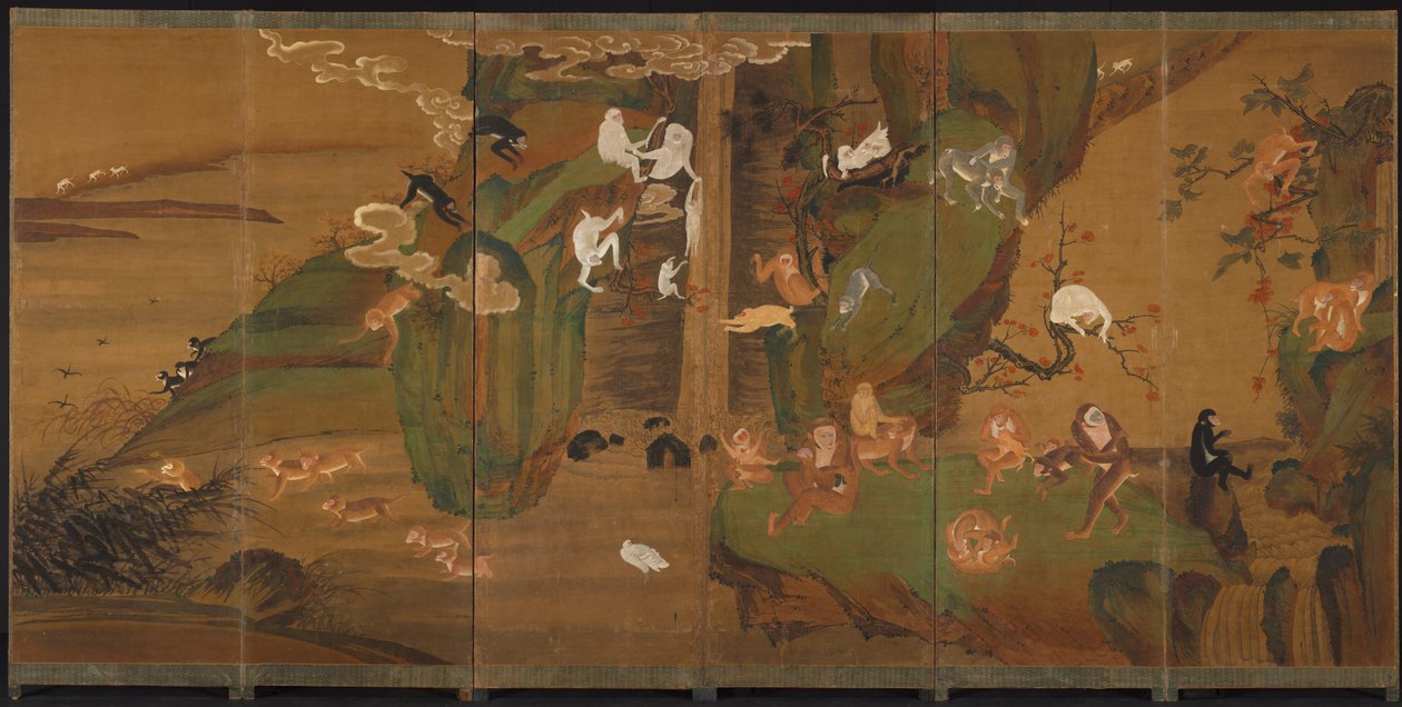 Gibboni in un paesaggio da Unknown artist