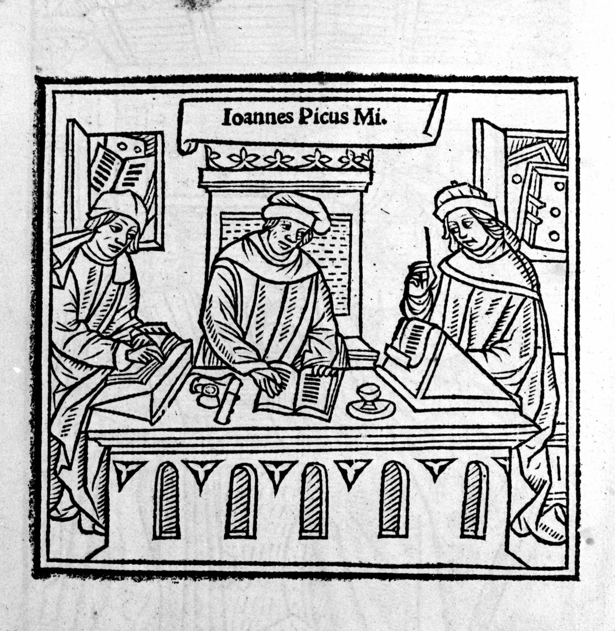 Giovanni Pico della Mirandola con i suoi due discepoli - in “Epistole auree” del 1555 da Unknown artist