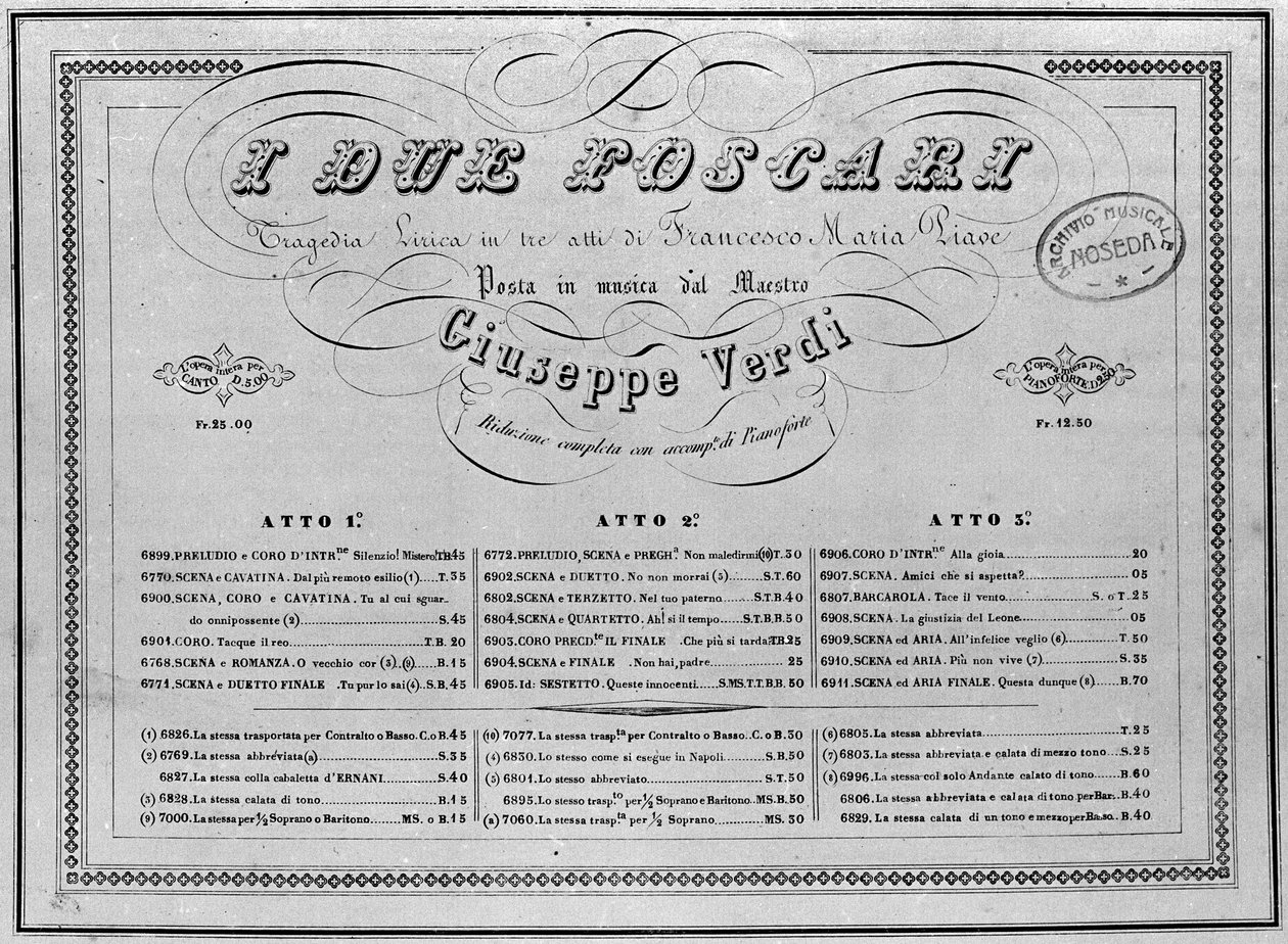 Giuseppe Verdi: spartito per pianoforte dell