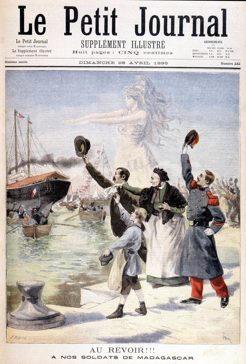 Addio ai nostri soldati dal Madagascar: partenza della spedizione francese per il Madagascar - in "Le Petit Journal" del 28/04/1895 da Unknown artist