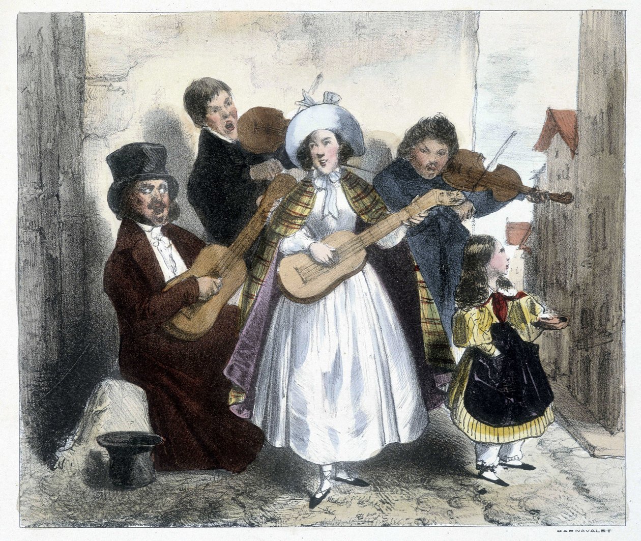 Gruppo di musicisti di strada, fine XIX secolo da Unknown artist
