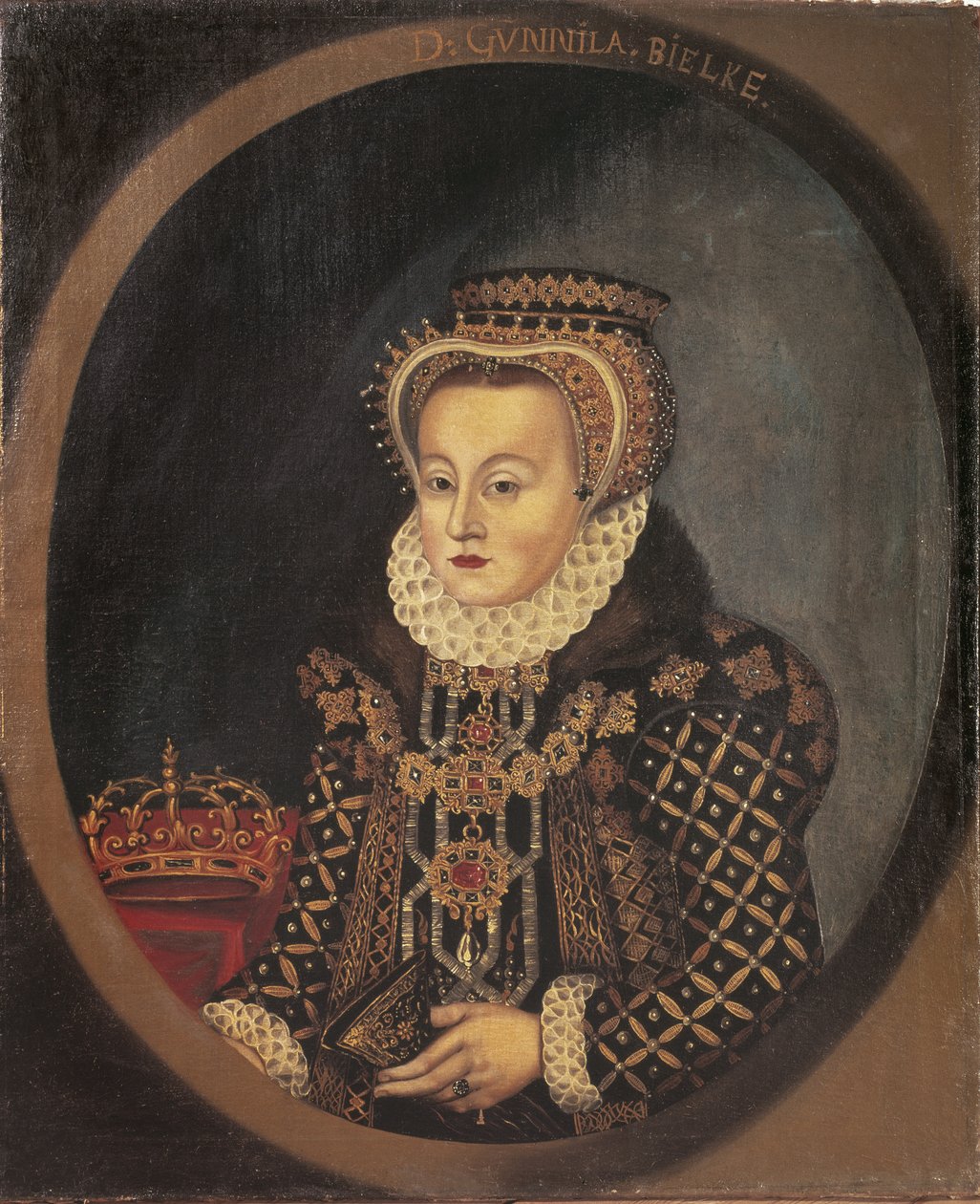 Gunilla Bielke, regina consorte di Svezia e Finlandia - Ritratto di Gunilla Bielke (1568-1597), Regina di Svezia, Anonimo. Olio su tela da Unknown artist