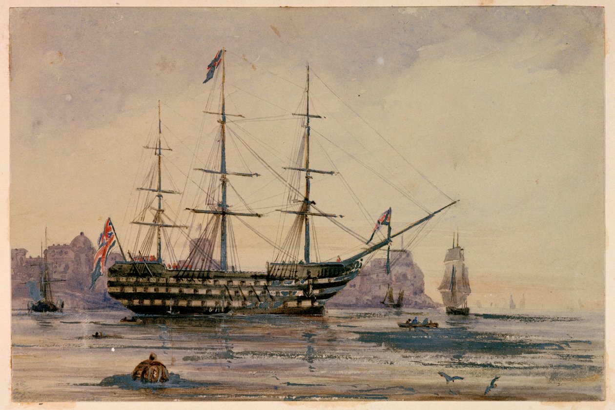 HMS Victory Porto di Portsmouth, 24 ottobre 1858 da Unknown artist