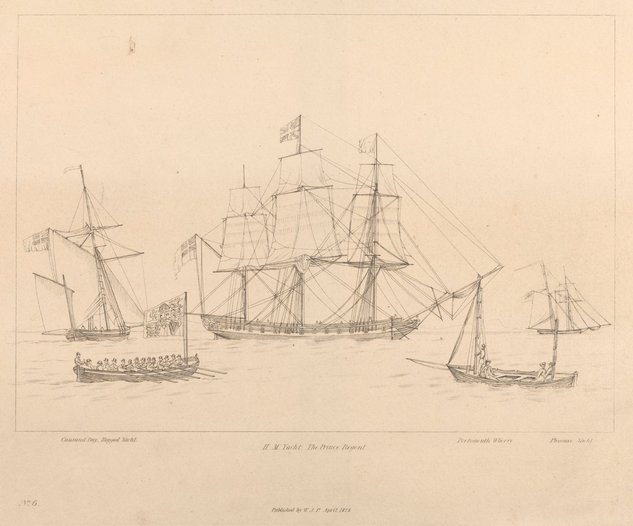 HM Yacht The Prince Regent e la sua scialuppa da Unknown artist