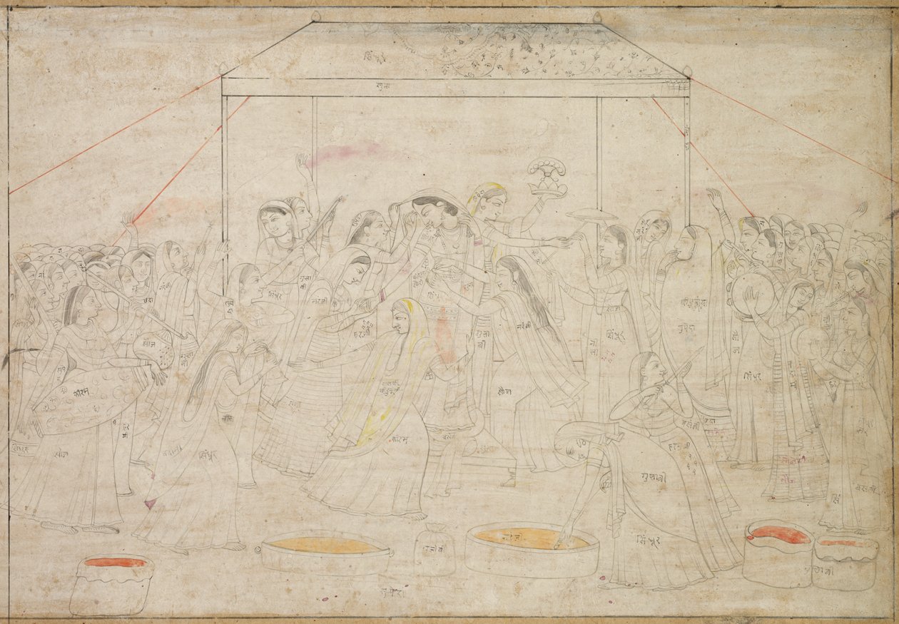 Dio Indù Krishna Vestito con Abiti Femminili per il Festival di Primavera Holi da Unknown artist