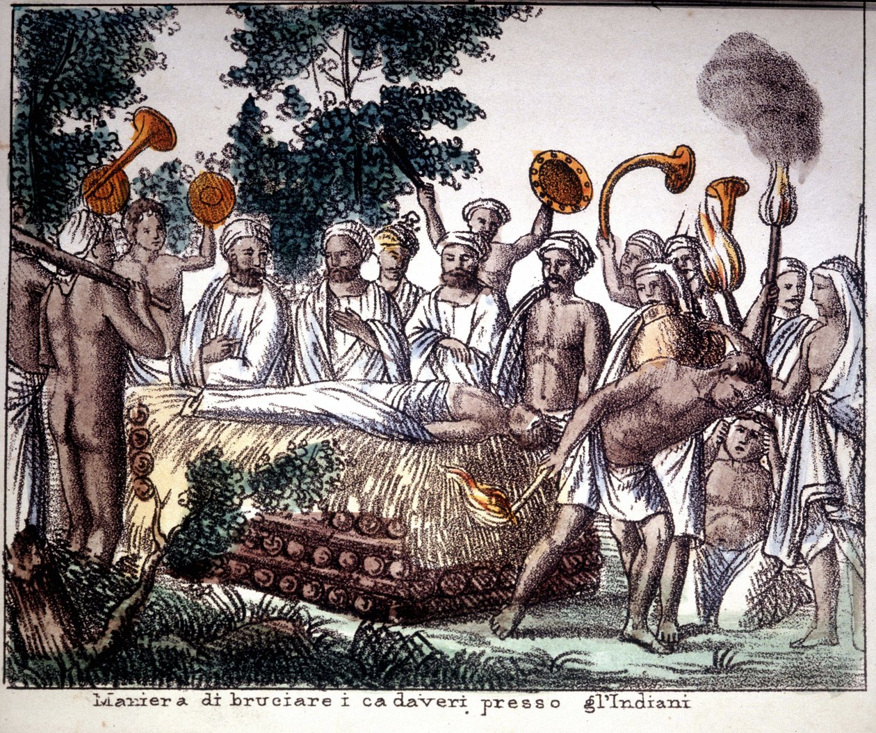 Induismo: scena di cremazione. Collezione privata da Unknown artist