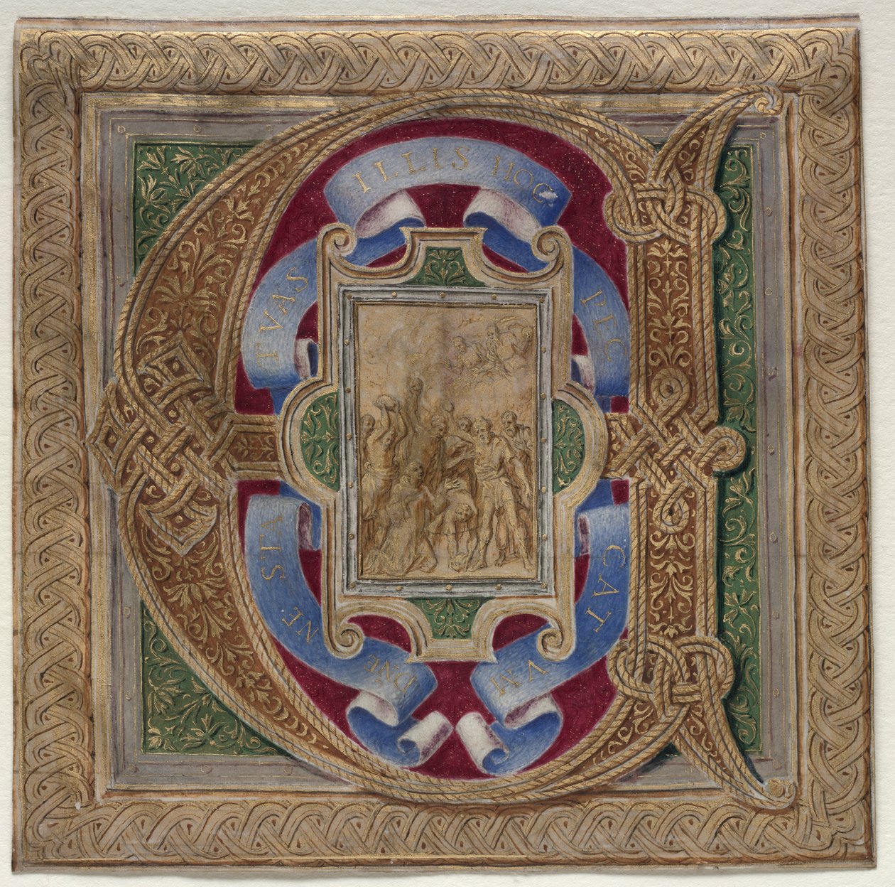 Iniziale istoriata (E) ritagliata dal Messale Colonna: Il martirio di Santo Stefano da Unknown artist