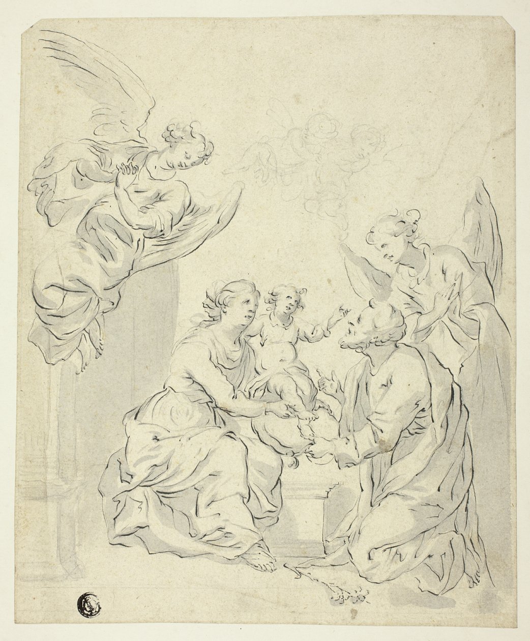 Sacra Famiglia con angeli da Unknown artist