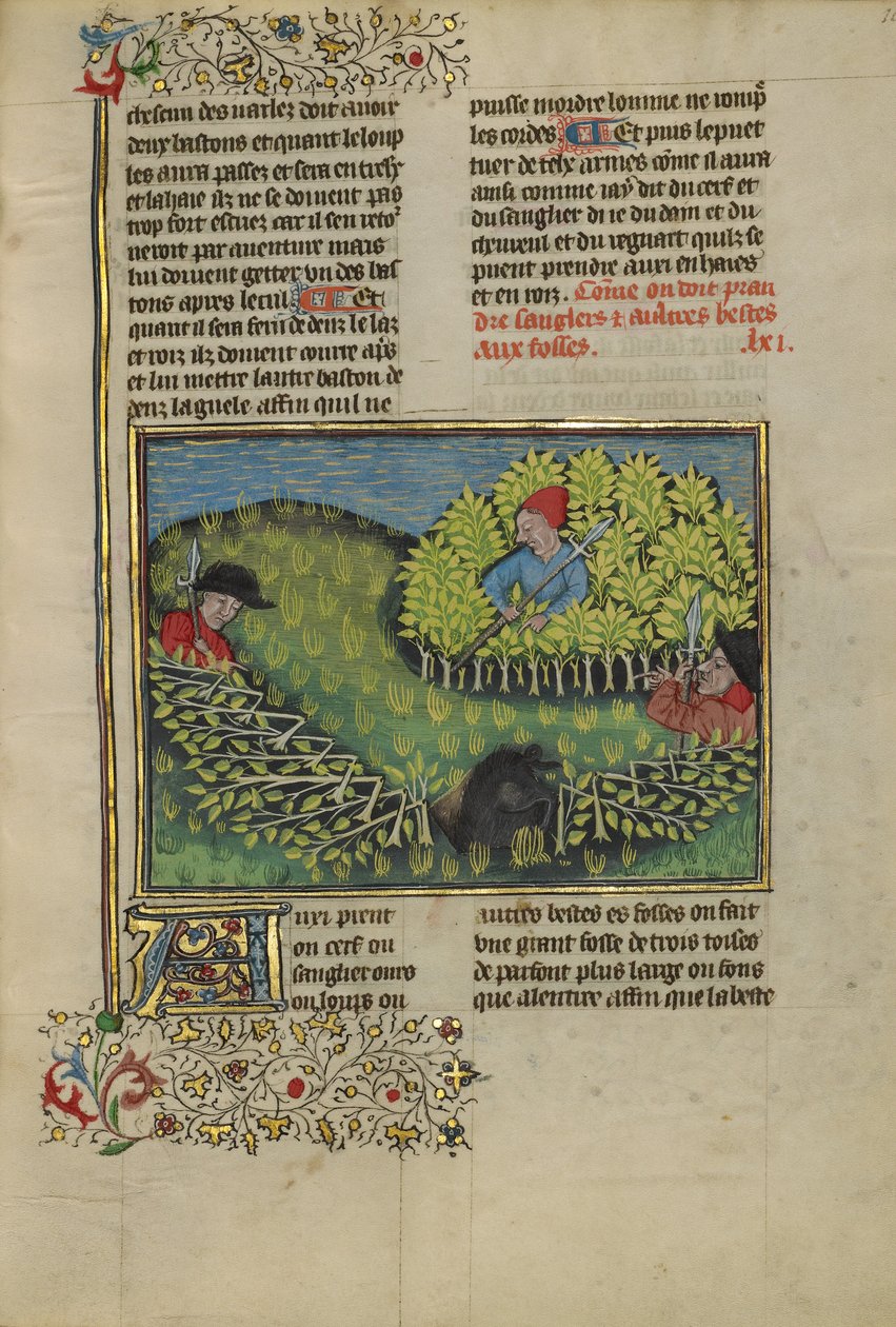 Cacciatori che spingono un cinghiale in una fossa da Unknown artist