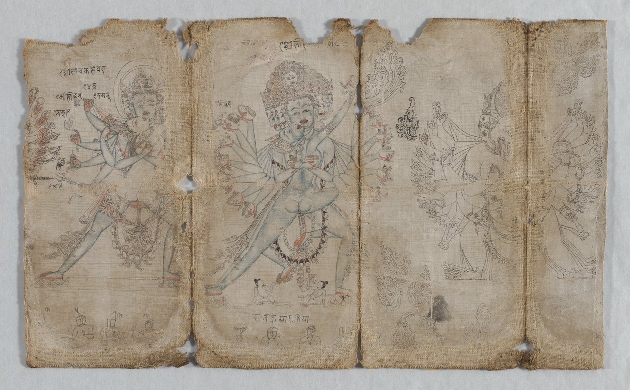 Disegni iconografici: Chakrashamvara con Vajravarahi, Hevajra con Nairatmya, e Yamantaka (verso) da Unknown artist
