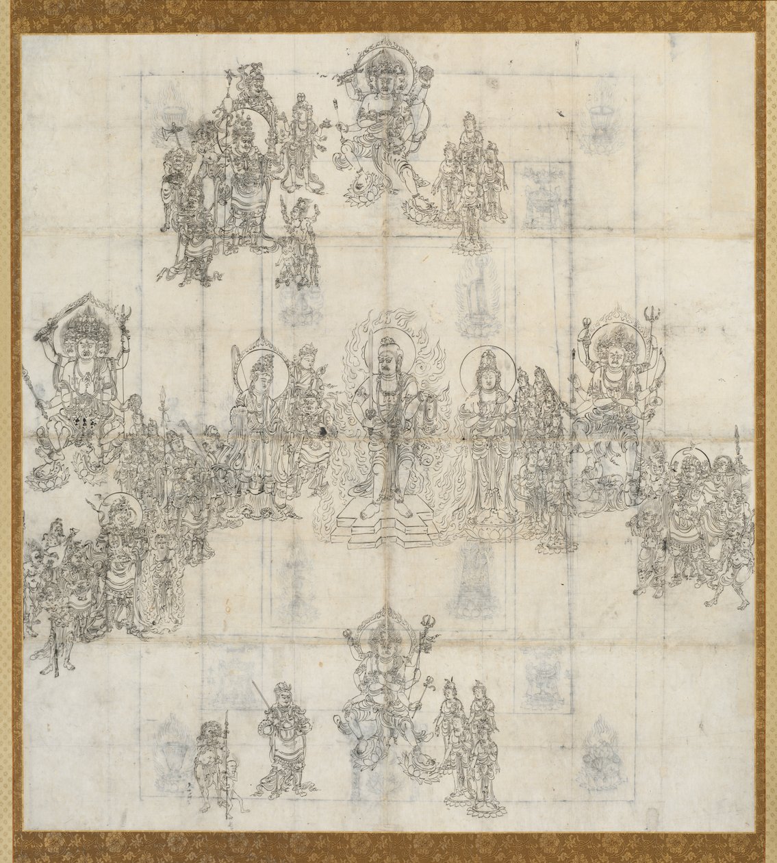 Schizzo iconografico (Zuzō) per il Mandala del Sutra dei Re Benevolenti da Unknown artist