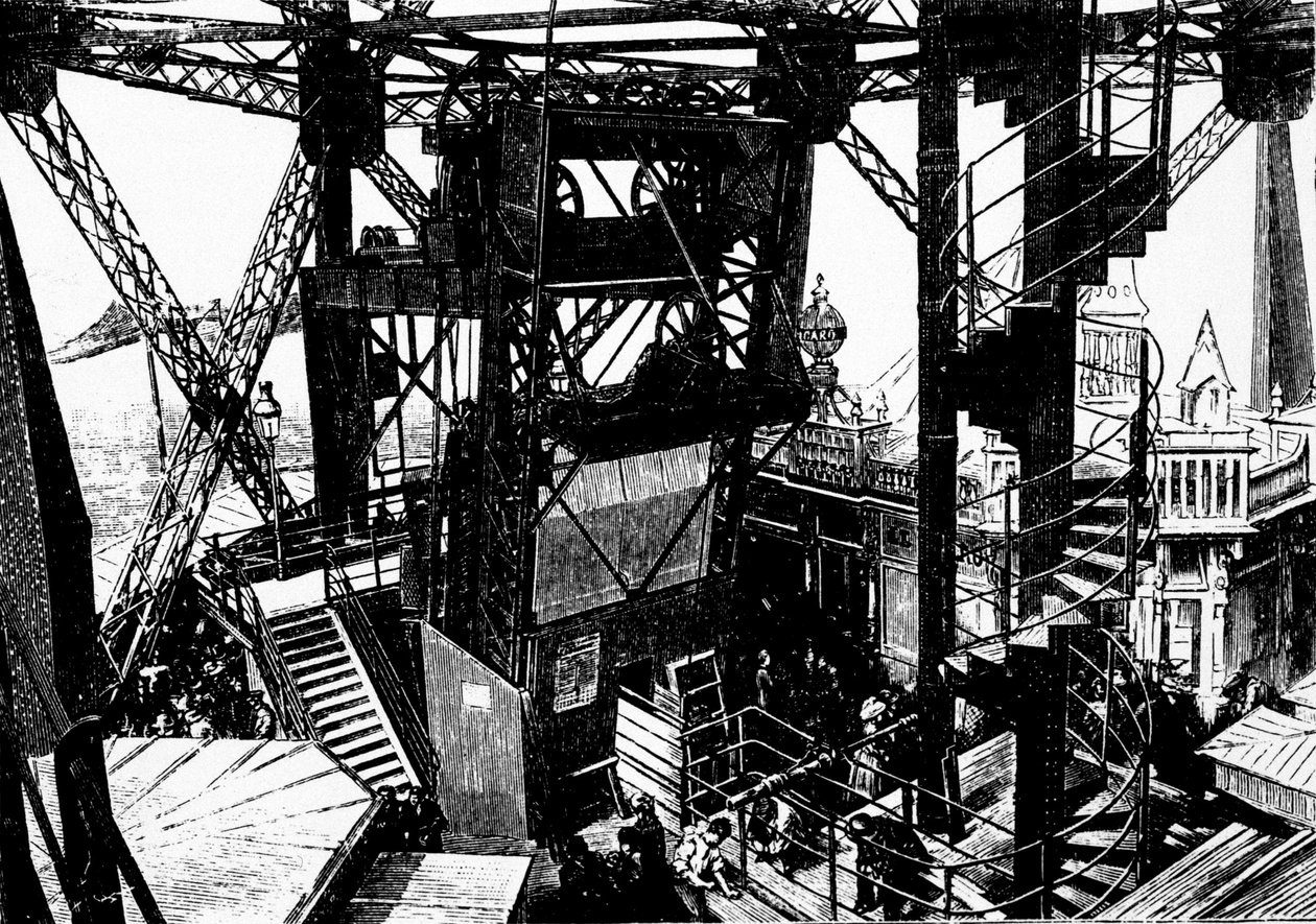 Illustrazione sulla costruzione della Torre Eiffel da Unknown artist