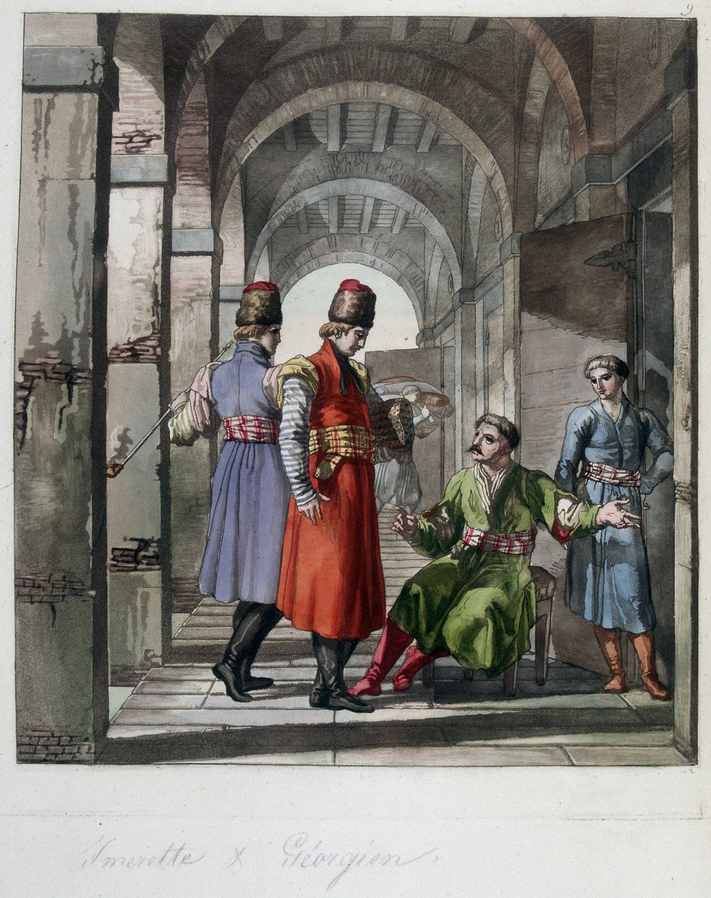 Imerette e georgiano, Caucaso. In “Il costume antico e moderno” da Unknown artist