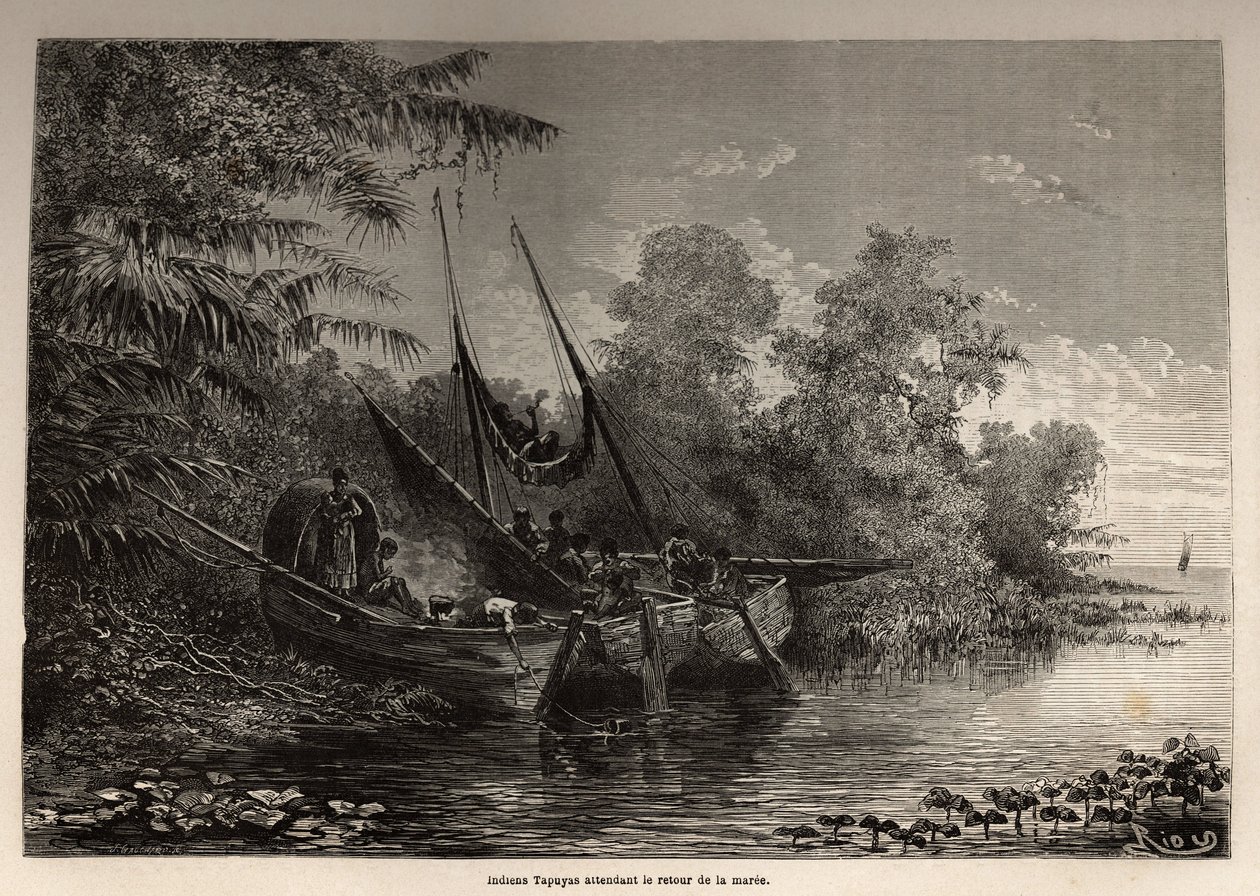 Indiani Tapuyas (Brasile) sono bloccati sulle loro barche, in attesa del ritorno della marea da Unknown artist