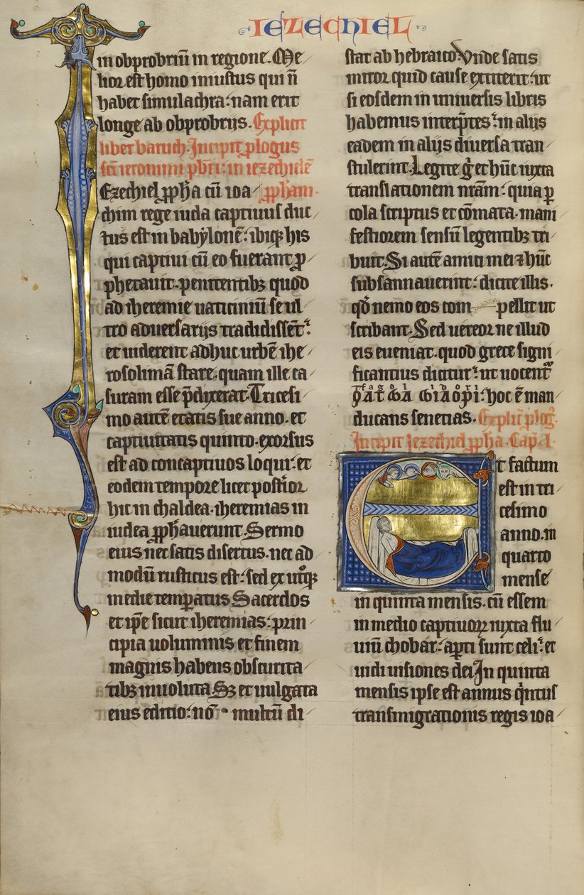 Iniziale E: La visione di Ezechiele del Tetramorfo da Unknown artist