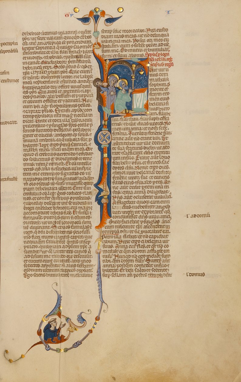 Iniziale F: Elkanah con Hanna e Peninna nel tempio da Unknown artist
