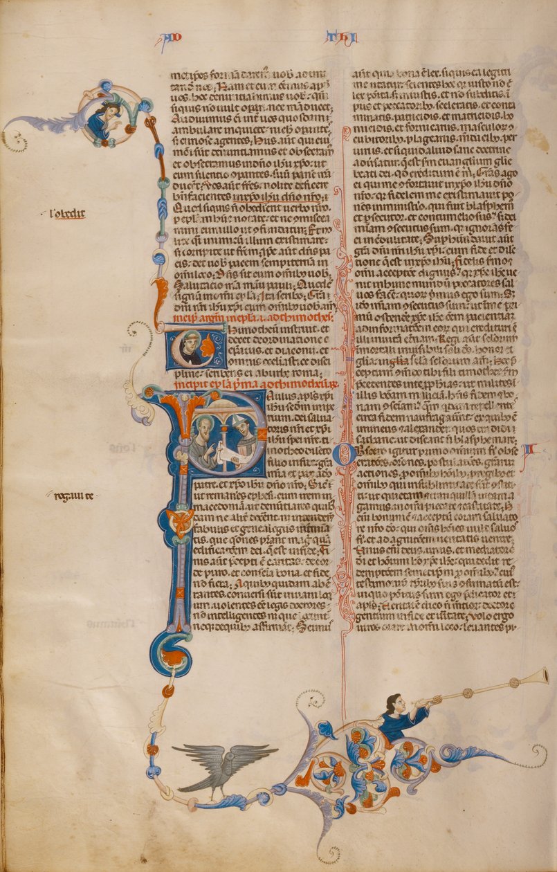 Iniziale P: San Paolo che consegna una lettera a un vescovo da Unknown artist