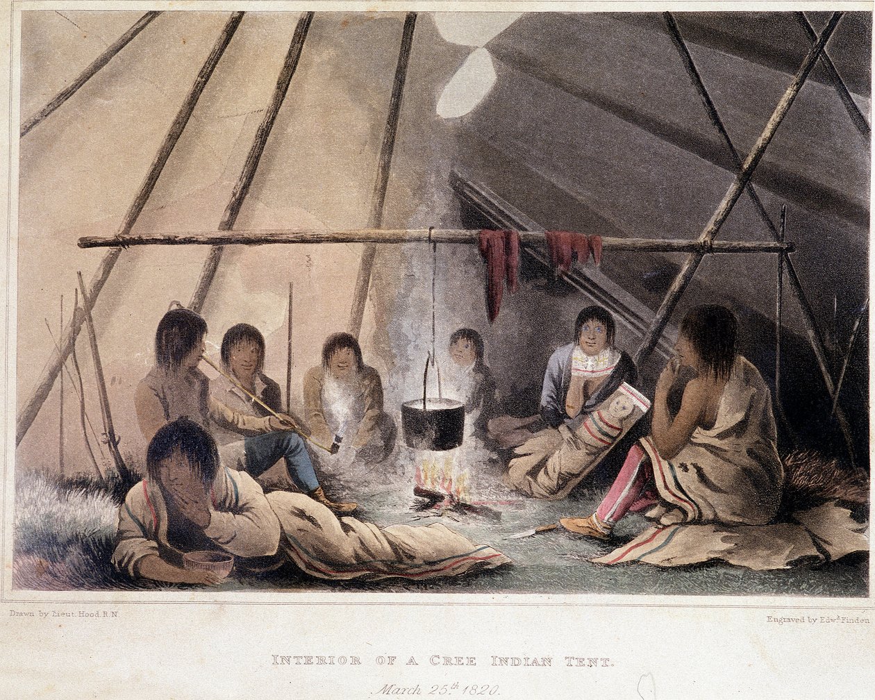 Interno di una tenda di indiani d