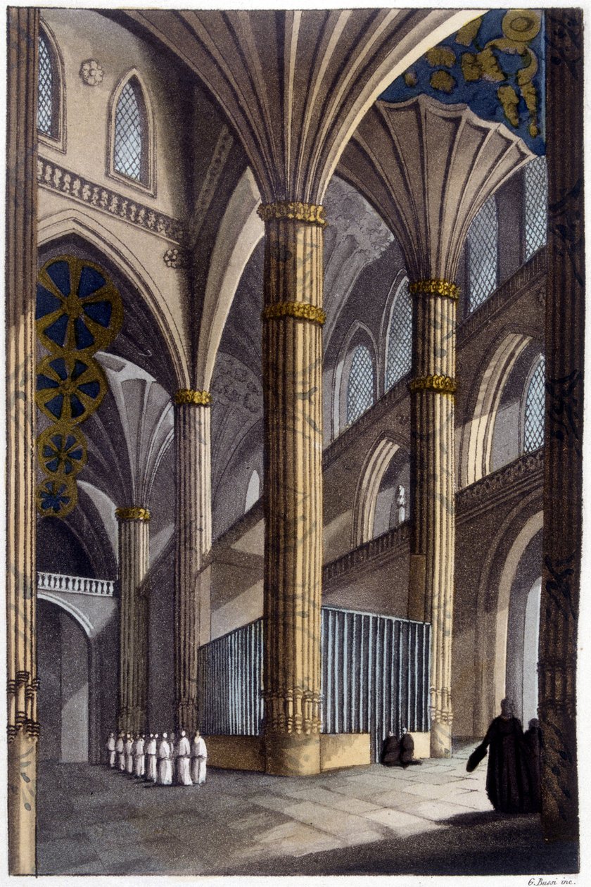 Interno della Cattedrale di Salamanca. Litografia del XIX secolo. da Unknown artist