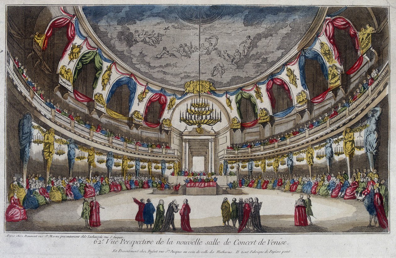 Interno di una sala da concerto a Venezia. Incisione del XVIII secolo da Unknown artist